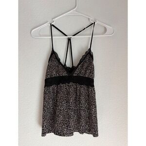 Heavenly by Victoria's Secret Leopard Print Lace Trim Babydoll Camisole Top XS